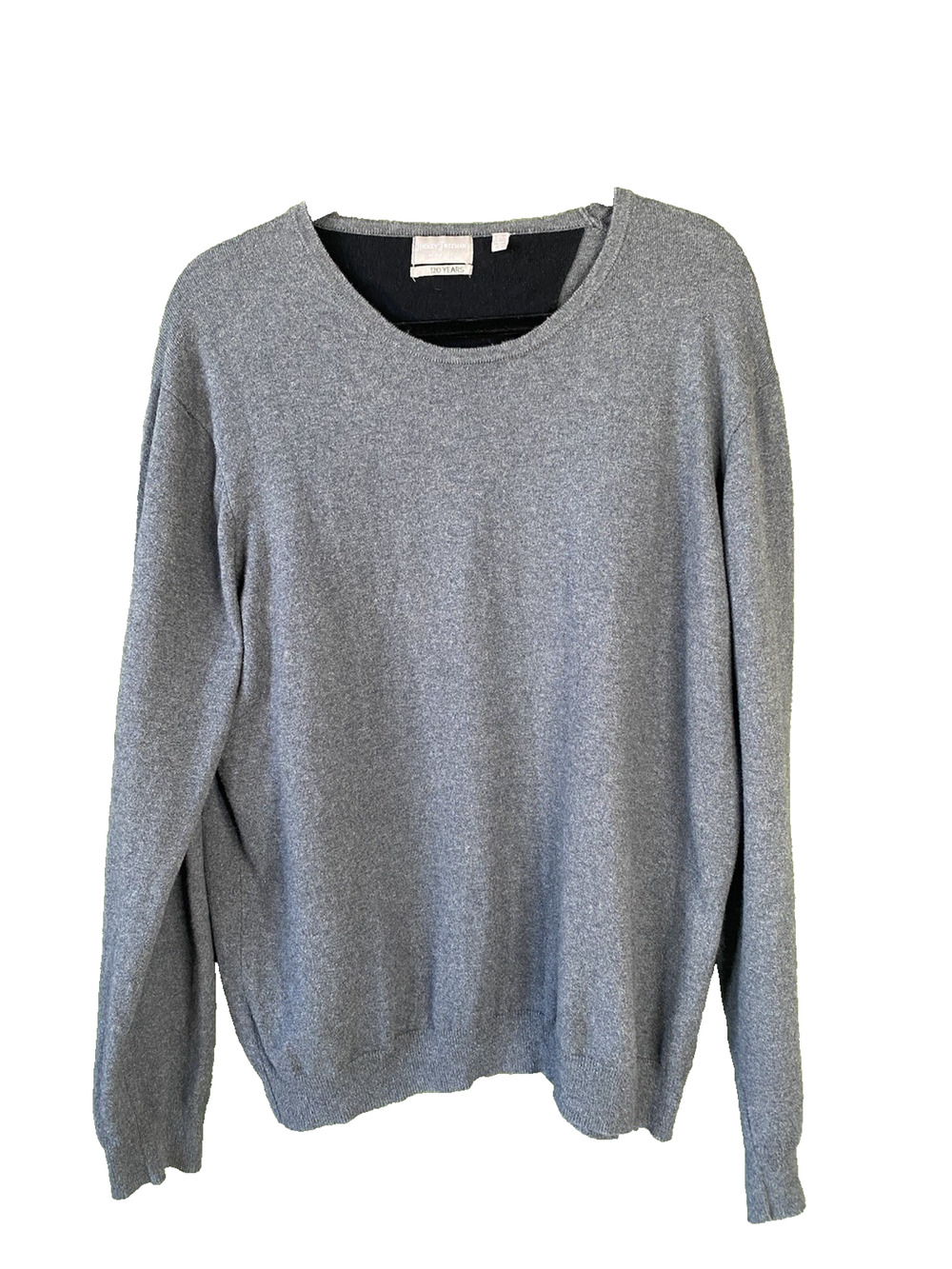 Hickey Freeman Sweater Mens Size XL Gray Cotton Cashmere Preppy Casual Pullover